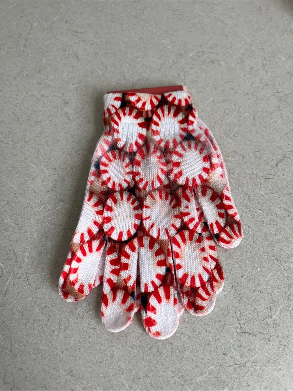 Kids Red & White Peppermint Pattern Gloves